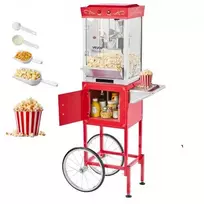 Koduva VEVOR spragėsių aparatas su vežimėliu, 0,2kg nerūdijančio plieno katilas, 800 W, raudonas