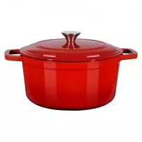 VEVOR Emaliuoto ketaus puodas „Dutch Oven“, 5,7 l, su dangčiu ir dvigubomis rankenomis, raudonas