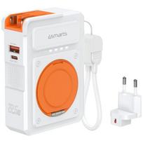 4smarts 6in1 USB-C/USB-A PD 20W hybrid charger with 10,000 mAh power bank, Qi inductive charging, USB-C cable, 360-degree stand, white