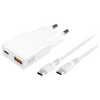 4smarts PDPlug Slim Duos 20W GaN USB-C+USB-A wall charger + 1.5m white USB-C cable