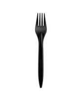 Daugkartinė šakutė, juodos spalvos, plastikinė, 18 cm, 100 vnt.