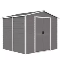 Metalinis sodo namelis, atsparus oro sąlygoms ir nerūdyjantis, užrakinamas, 2,40 x 2,06 x 1,98 m, šviesiai pilkas