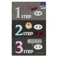 HOLIKA HOLIKA stiprus veido kaukių rinkinys PIG CLEAR 3 STEP, 1 vnt.