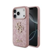 Dėklas Guess PU Fixed Glitter 4G Metal Logo Apple iPhone 18 Pro rožinis