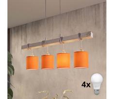 BRILAGI - LED pakabinama liustra ant troselio NUBILA 4xE27/60W/230V pilka/oranžinė