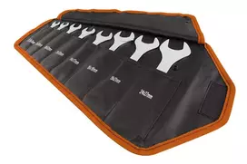 Double-sided open-end wrenches, ultra-thin, 5.5 x 27 mm, set of 8, fabric case