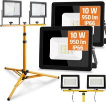 Statybinė lempa, LED prožektorių rinkinys 2x 10W su stovu 1,6 m – darbo apšvietimas 20W IP66