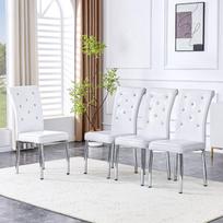 Valgomasis kėdės rinkinys, imitacinė oda, metalinės kojos, 4 vnt