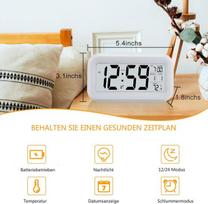 Radios and alarm clocks,Digital Alarm Clock | 5.1" LCD Screen with Snooze, Date Calendar, Temperature Display, White,