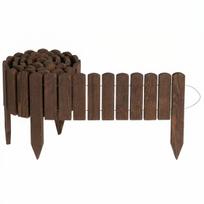 Creative Home rudas medinis sodo bortelis, 200 x 20 cm – aukšta lanksti pušies palisada, ruda impregnuota mediena, vejos ir daržo atitvaras