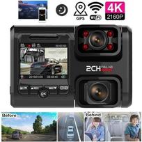 Naujas automobilio vairavimo įrašymo įrenginys, dvigubas objektyvas, automobilinis DVR 4K 2160P jutiklis driving recorder juoda