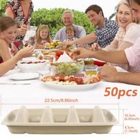 50Pcs Taco Plates Reusable 3 Compartments Taco Serving Plates Stackable Taco Tray Holder No Mess Taco Plates Keeps Your Tacos