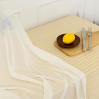 Melancheck Yellow Cotton Tablecloth For 2 people