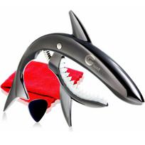 Phoenix Guitar Capo with Cleaning Microfiber and Warranty Black One-Touch [Type Shark] Cloth, Pick, Manufacturer's (4-piece set) - red
