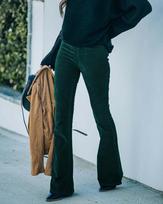 2025 Women's High Waist Slim Fit Corduroy Flare Pants - Autumn/Winter Collection M žalia
