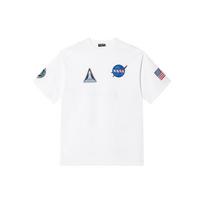 Men's Balenciaga x NASA Crossover FW21 Loose Round Neck Short Sleeve White 651795TKVD79040 XXS