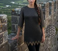 Chainmail Armor Shirt with Brass Rows Medieval Knight Costume Outfit