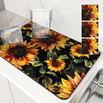 1Pcs Rubber Drying Mat With Sunflower For Coffee Shop Restaurant Kitchen Carpet Tableware Durable Diatom Mud Table Mat Pet Mat 30*40cm black
