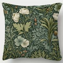 1 vnt. William Morris gėlių pagalvės užvalkalas - Vintažinis augalų šalavijo žalias pagalvės užvalkalas su miško piktžolių raštu 45X45CM