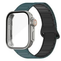 Case+Magnetic Sport Band for Huawei Watch Fit 3 Bracelet Anti Sweat Soft Silicone Wristband Breathable Dual Color Strap for Huawei Fit 3 gray