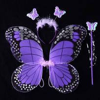 Simuliacinė drugelio vaikų kostiumo rekvizitai Princesės tiulio sijonas Drugelio sparnai rinkiniai Helovino dovana Galvos juosta purple