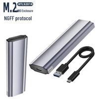 Tool-Free M.2 SSD Enclosure: NGFF/NVME Dual Protocol, Type-C 3.1 Mobile Hard Drive Box gray