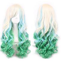Soowee Sintetiniai Plaukai Ombre Vaivorykštės Cosplay Perukas su Kirpčiukais Raudonas Geltonas Violetinis Žalias Mėlynas Perukai Juodaodėms Moterims (as the picture,28inches)