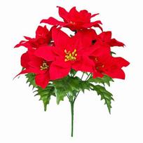 Simulated Flowers Lifelike Plant with Green Leaves Red Flower Flannel Christmas Fake Foliage Home Office Decor raudona