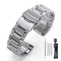 Sidabrinė juoda apyrankė Seiko prabangiam nerūdijančio plieno laikrodžiui 18mm 19mm 20mm 21mm 22mm 24mm dirželis Vyriški laikrodžių aksesuarai 19mm sidabras