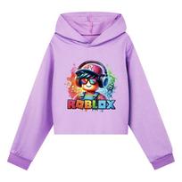 5528 Fashion Kids Girls Roblox Printed Outerwear Casual Long Sleeves Hoodies 110cm violetinė