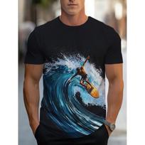 Men'S Casual Outdoor Surfing Print T-Shirt XS black
