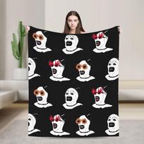 Terrifier 3 Merry Christmas Blanket Fleece Print Clown Movie Horror  Multifunction Soft Throw Blanket for Sofa Office Bedspread 75x90cm white