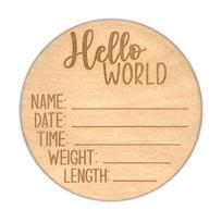 15 cm Baby Announcement Sign Hello World Birth Baby Name Plaques Hospital Newborn Welcome Sign