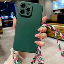 Crossbody Lanyard Case for Motorola Moto G85 G84 G54 G34 G32 G24 G04 G14 E13 Edge 50 40 Necklace Soft Silicone Braid Strap Cover Edge 50 fusion&Case and Strap gray