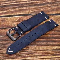 Premium Vintage Leather Watch Strap 20mm 22mm 24mm Calfskin Watchband Hand-Stitched Men Watch Accessories 20mm pilka spalva