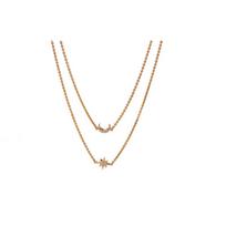 Emporio Armani  double layer diamond star and moon silver clavicle chain 925 silver necklace women's rose gold EG3393221 F original bag sidabras
