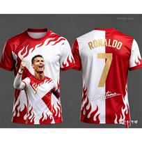 Vasarinis Ronaldo 3D spausdintas dizainas Vaikų apranga Futbolo marškinėliai T-shirt. Laisvi ir patogūs, tinkami kasdieniam dėvėjimui S red
