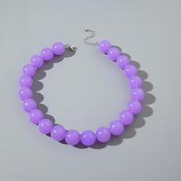 Elegant Colourful Choker Adjustable Length Round Necklace Bohemia Bead Necklace  Women Fashion violetinė
