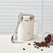 Thermal Coffee Mug Tumbler With Spoon&Strainer 450/500ml 304 Stainless Steel Double Wall Drinking Cup Insulated Milk Cofffee Cup 401-500ml white