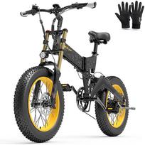Elektrinis dviratis Lankeleisi 20  1000W variklis Suaugusiųjų Ebike 48V 17.5AH Pilna pakaba 7 pavaros Didžiausias greitis 40Km/h Keliamoji galia 150Kg X3000 Plus Free Gloves juoda/pilka