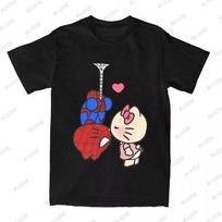 Vasaros Animacinis Hello Kitty Spiderman Spausdinti Medvilniniai Marškinėliai Moterims Vyrams Trumpomis Rankovėmis Apvalia Kaklo Marškinėliai Laisvalaikio Mada Harajuku Y2K Viršutiniai Drabužiai S