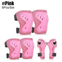 Knee Pads Elbow Pads Including Wrist Guards Suitable For Ages 3-10| 6-In-1 Safety Protective Gear Ideal For Skating Cycling Biking Roller Skates rožinė