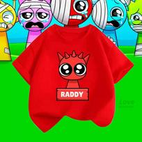 Cartoon Sprunki T Shirt Kids Incredibox T-shirts Toddler Girls Short Sleeve Tops Boys Summer Clothes Children's Clothing 120 rožinė raudona spalva