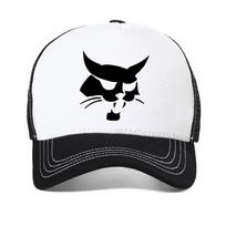 Bobcat Head Anime Cartoon Baseball Cap Men Women Mesh Trucker Caps Casual Adjustable Sun Sports Hat Adjustable black