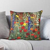 Klimt Flower Garden Square Pillowcase Polyester Linen Velvet Creative Zip Decorative Throw Pillow Case Room Cushion Cover 30X30CM brown