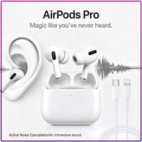 Universalios belaidės Bluetooth ausinės AirPods Pro Galinga triukšmo slopinimo funkcija Įtraukiantis erdvinis garsas Įkrovimas per USB-C Suderinamos su visais įrenginiais balta
