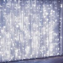 Girlianda užuolaida krioklys skaidriu laidu 4 x 1m 160LED Balta