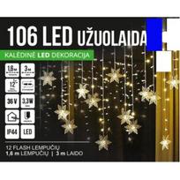 Girlianda užuolaida skaidriu laidu 1.6 x 1m 106LED Mėlyna + balta (20% baltos mirksinčios)