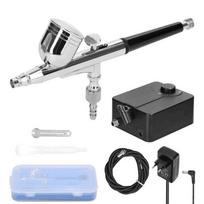 Aerografas 12V Ø0.3mm 7cm³ 4vnt. 1/4" dvigubo veikimo su kompresoriumi