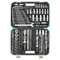 Įrankių rinkinys su veržliarakčiais 216+6vnt. 1/4" 3/8" 1/2" 6br.